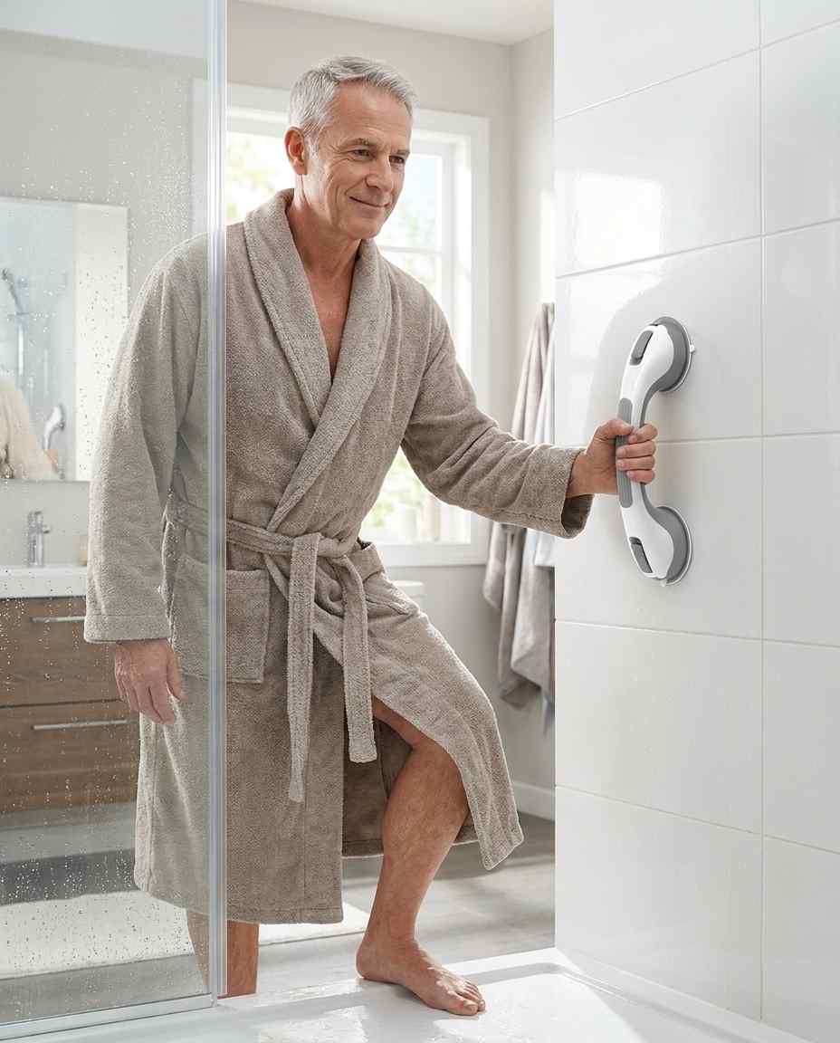 Zuignaphandgreep voor de douche, veiligheidsgreep voor de badkamer zonder boren, 15,7 inch