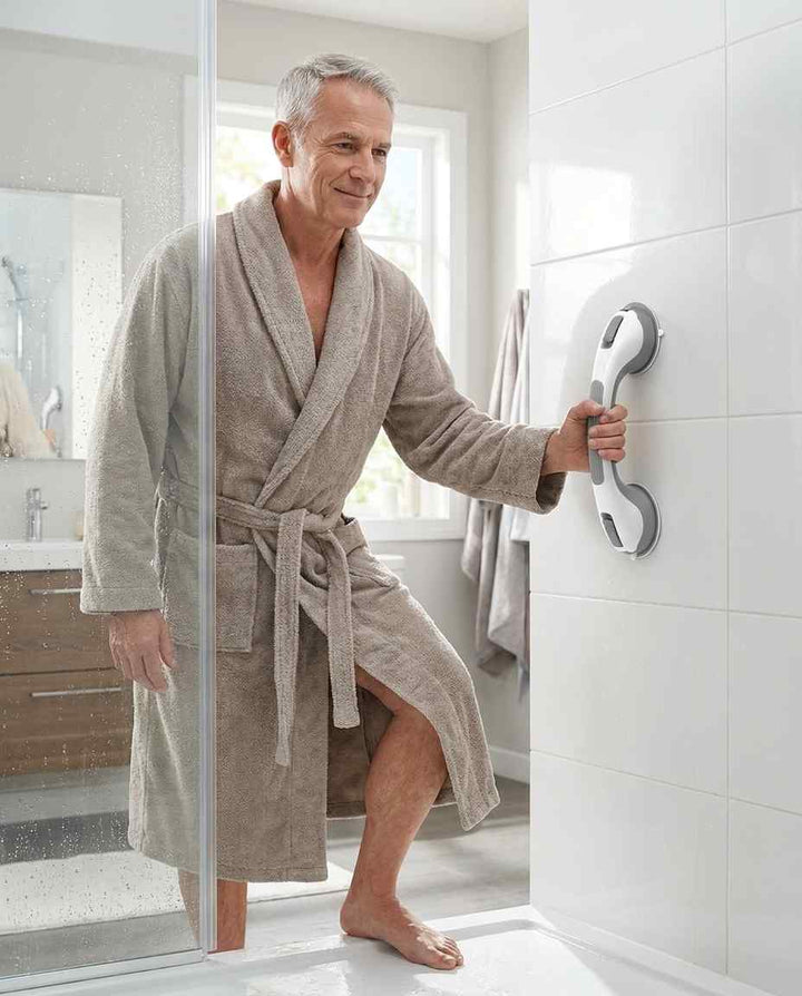 Zuignaphandgreep voor de douche, veiligheidsgreep voor de badkamer zonder boren, 15,7 inch