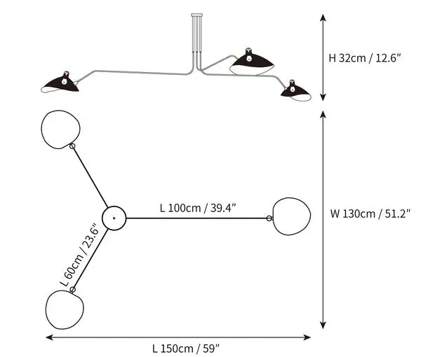 Zwarte plafondlamp met draaibare armen – modern design