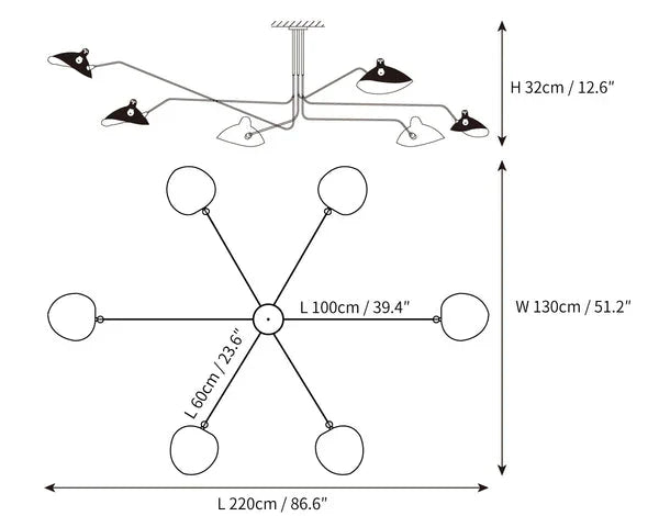 Zwarte plafondlamp met draaibare armen – modern design