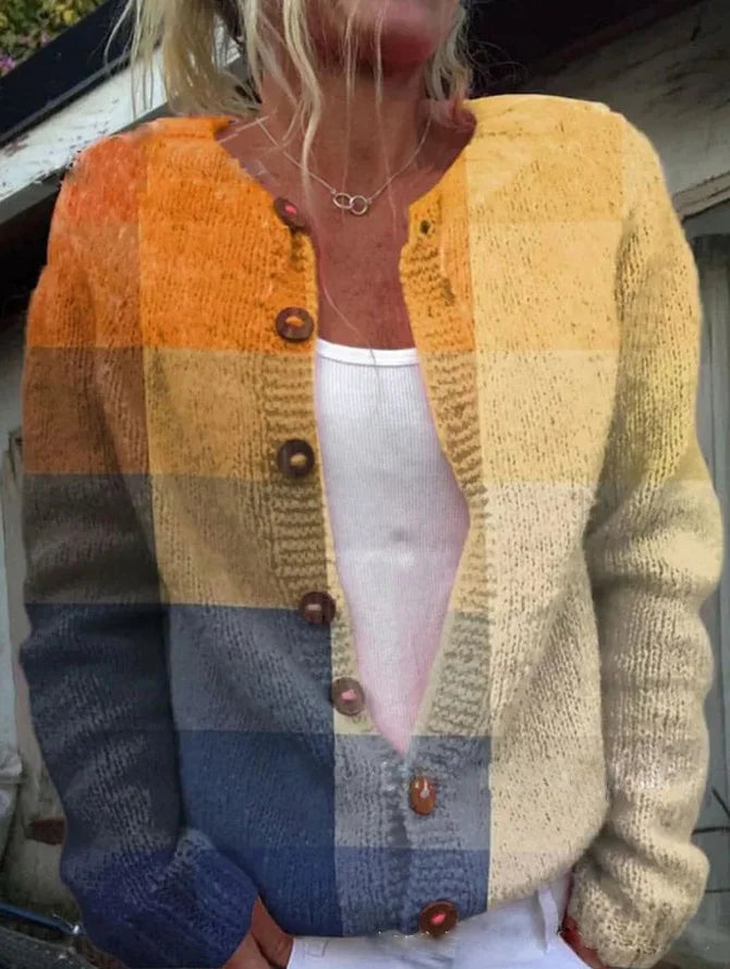 Gebloemde cardigan - gebreide damestrui met knoopdetails - Bakkermode.nl