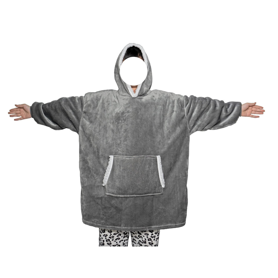 Deken hoodie van flanel met capuchon en zak – one size