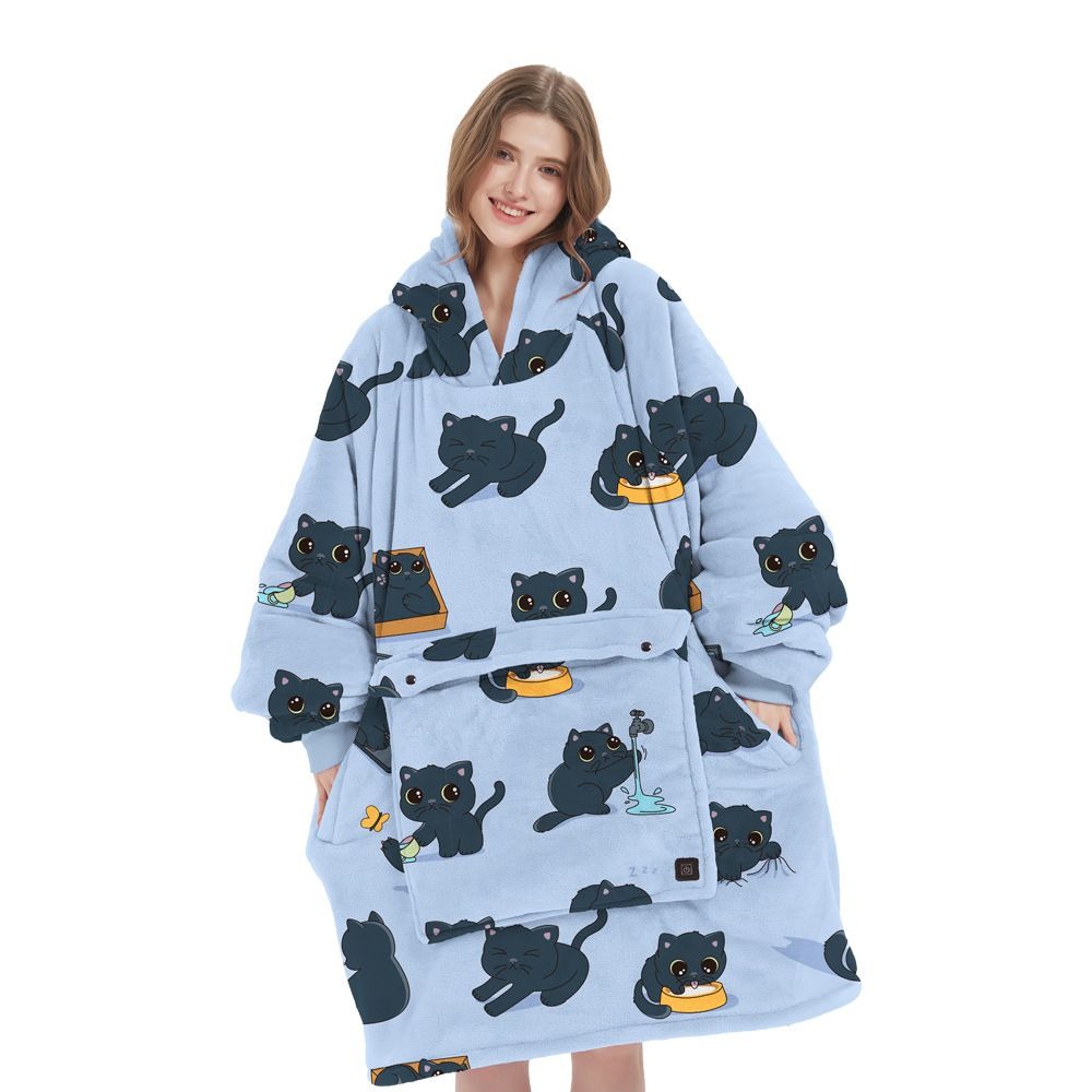 Verwarmde oversized hoodie-deken van sherpa met 3 standen