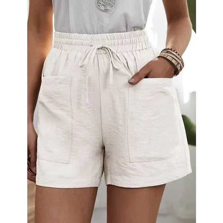Korte dames broek Met Hoge Taille En Elastiek - Herta
