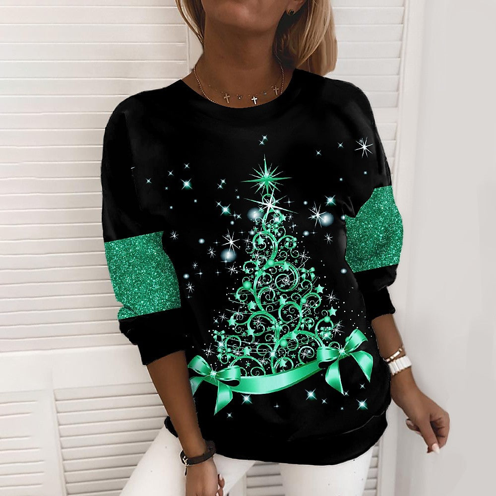 Kerstsweater met 3D-print voor dames – kerstboom of sneeuwvlok