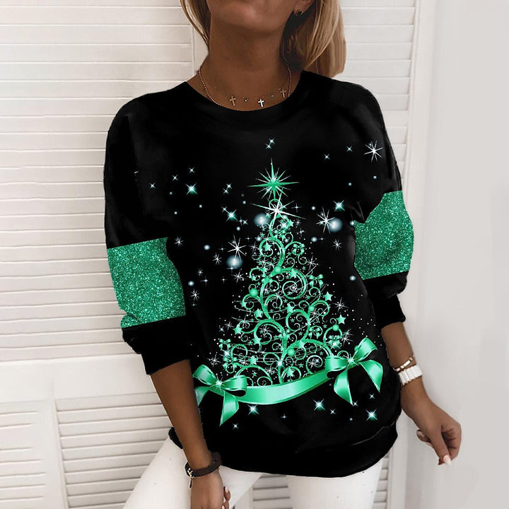 Kerstsweater met 3D-print voor dames – kerstboom of sneeuwvlok