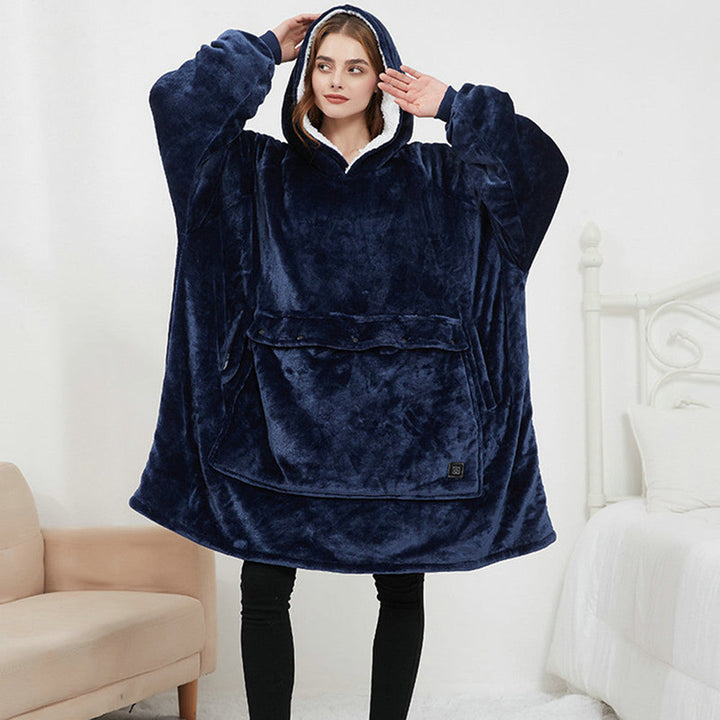Verwarmde oversized hoodie-deken van sherpa met 3 standen