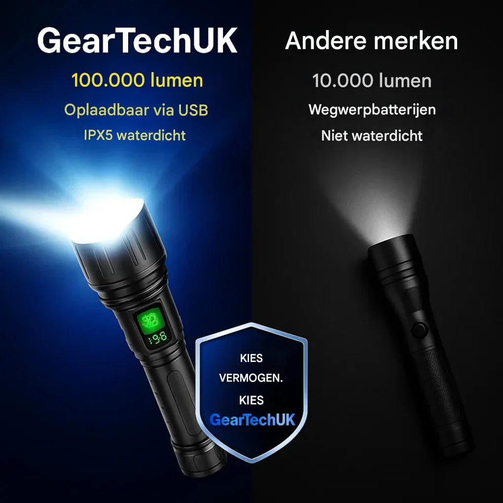 100000 lumen zaklamp