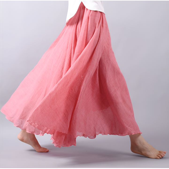 Elegante bohemian linnenmix maxi rok - Magna