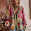 Vintage damesvest met bloemenpatchwork