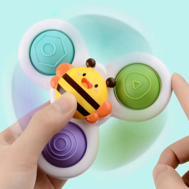 PurePlay Montessori Spinner Speelgoed | Sensorisch Speelgoed met Zuignap voor Baby's – Ideaal voor Tafels, Ramen en Kinderstoelen