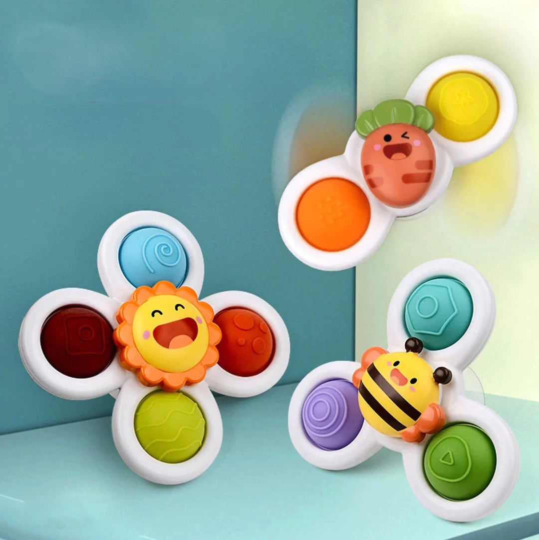 PurePlay Montessori Spinner Speelgoed | Sensorisch Speelgoed met Zuignap voor Baby's – Ideaal voor Tafels, Ramen en Kinderstoelen