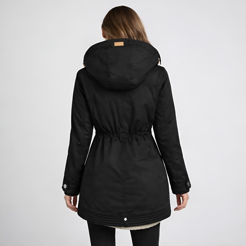 Dames Parka met Gevoerde Capuchon en Koord in de Taille