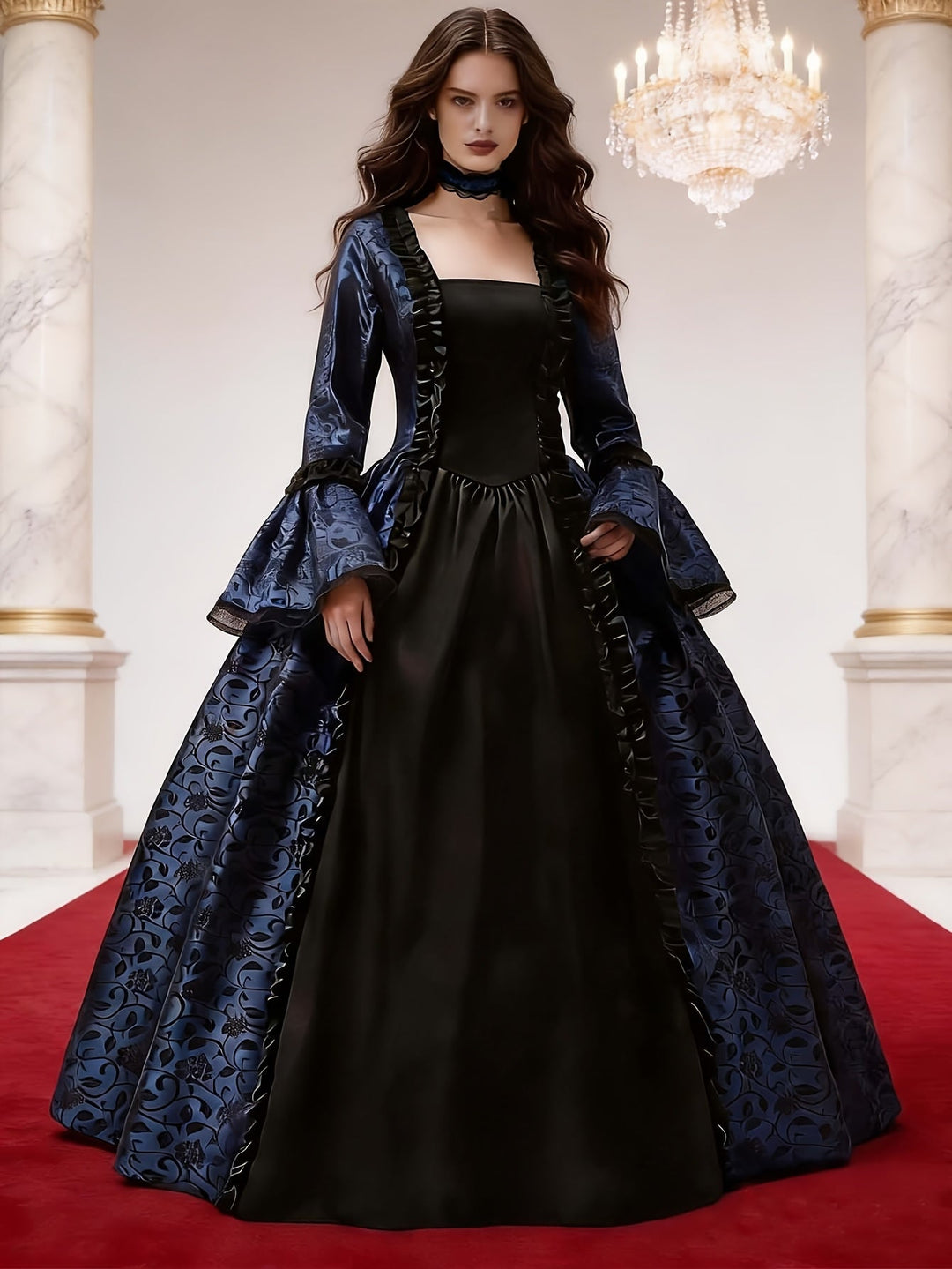 Gothic vampierjurk voor dames met wijd uitlopende mouwen, Halloweenkostuum