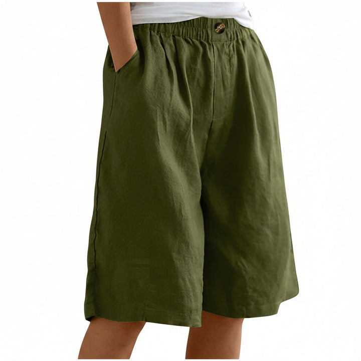 Women's Cotton And Linen Cropped Loose High Waist Shorts