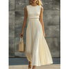 Bernadette | Elegante Crèmekleurige Maxi Jurk voor Dames met Plissé