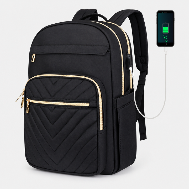 Stijlvolle Tech Rugzak voor Dames – USB & 15.6" – Carriro