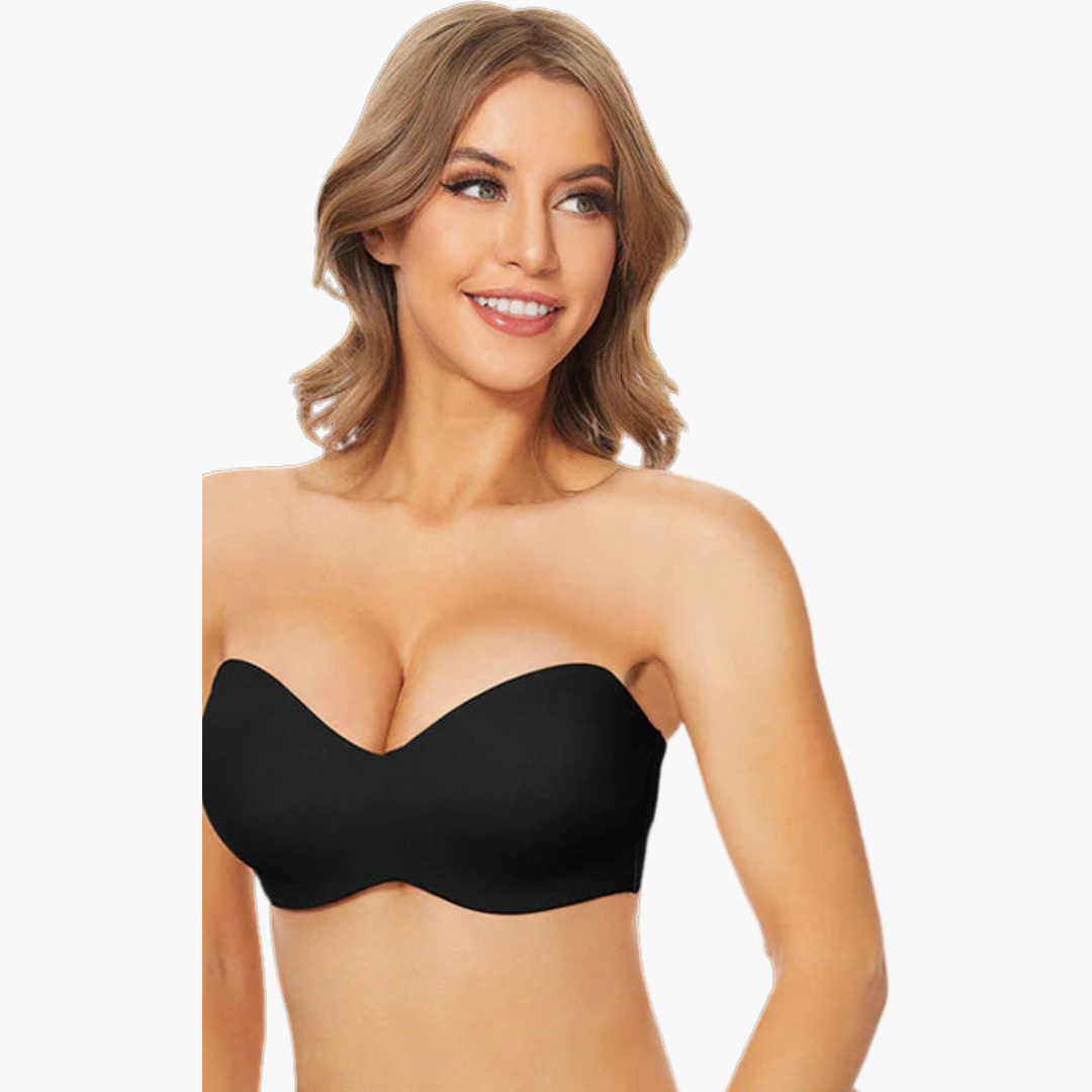 SKINZLINE - VOORGEVORMDE ANTISLIP STRAPLESS BH - ZWART