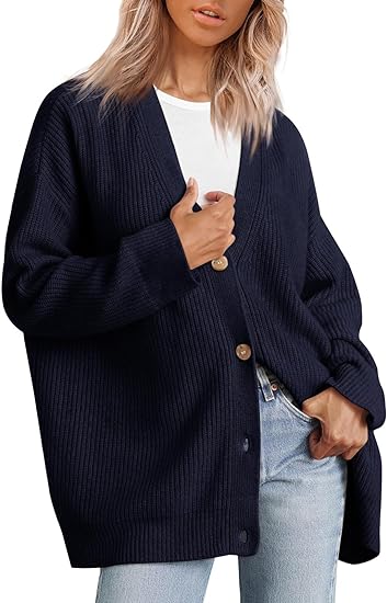 Oversized damesvest met V-hals en knoopsluiting
