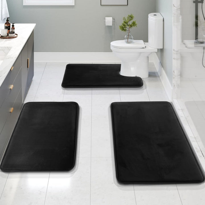 3-delige fluwelen memory foam badmat set