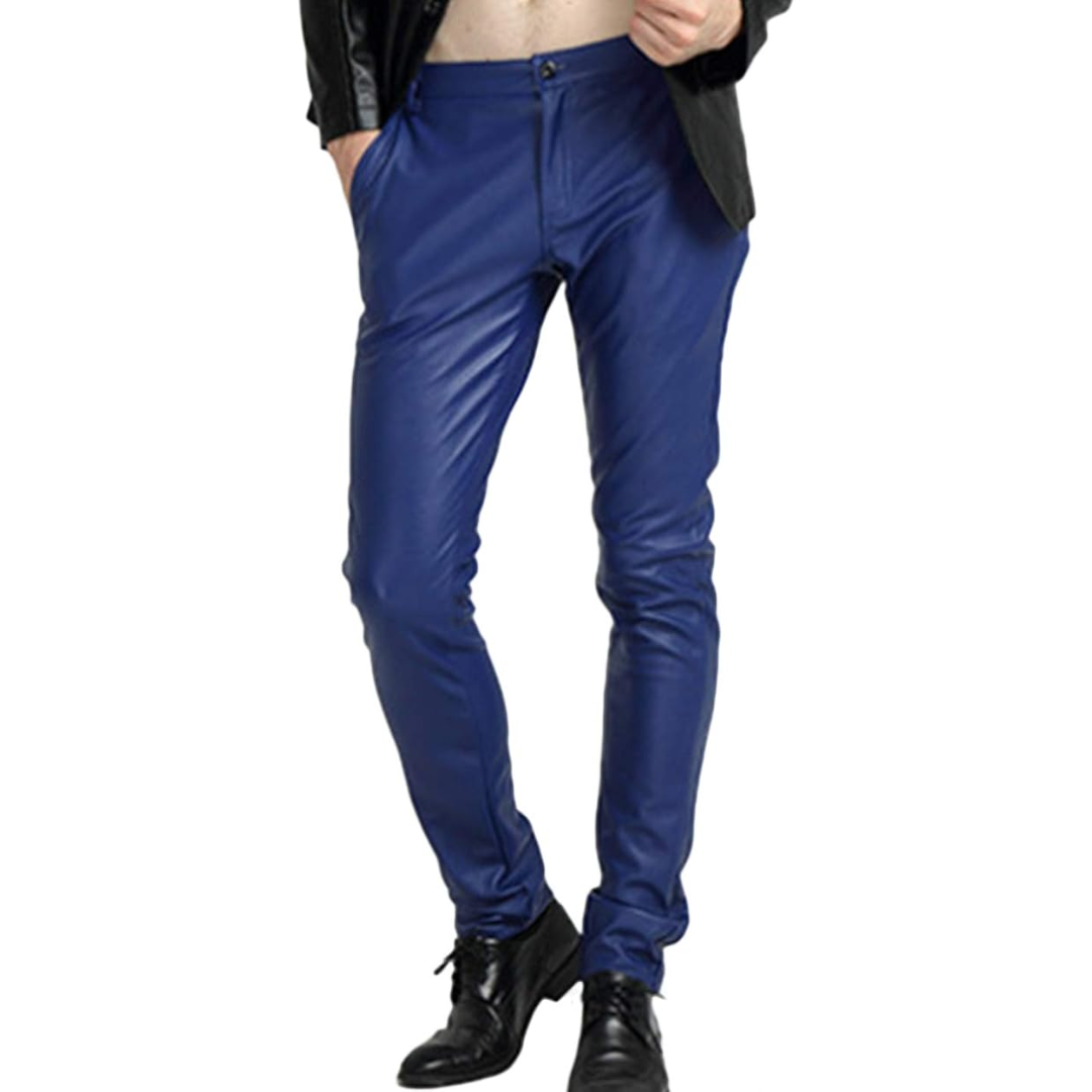 Tapered bikerbroek van imitatieleer voor heren – Victor