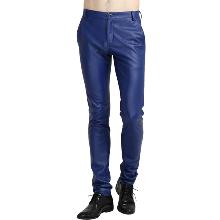 Tapered bikerbroek van imitatieleer voor heren – Victor