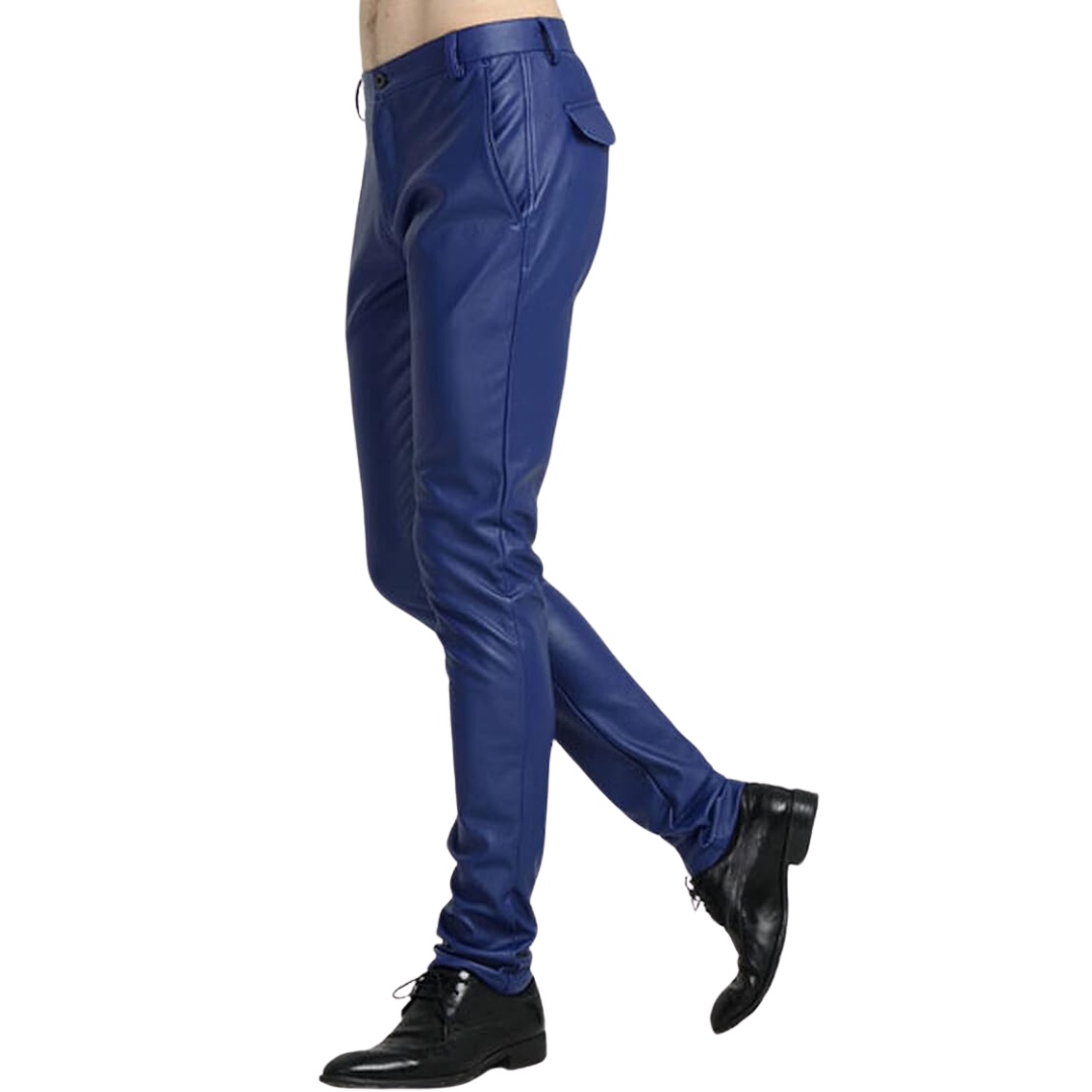 Tapered bikerbroek van imitatieleer voor heren – Victor