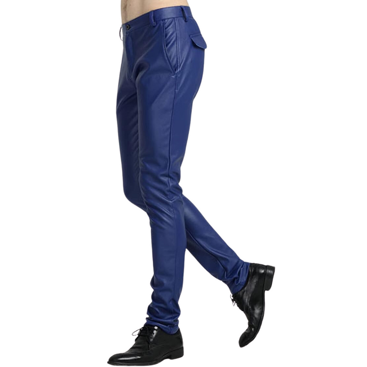 Tapered bikerbroek van imitatieleer voor heren – Victor