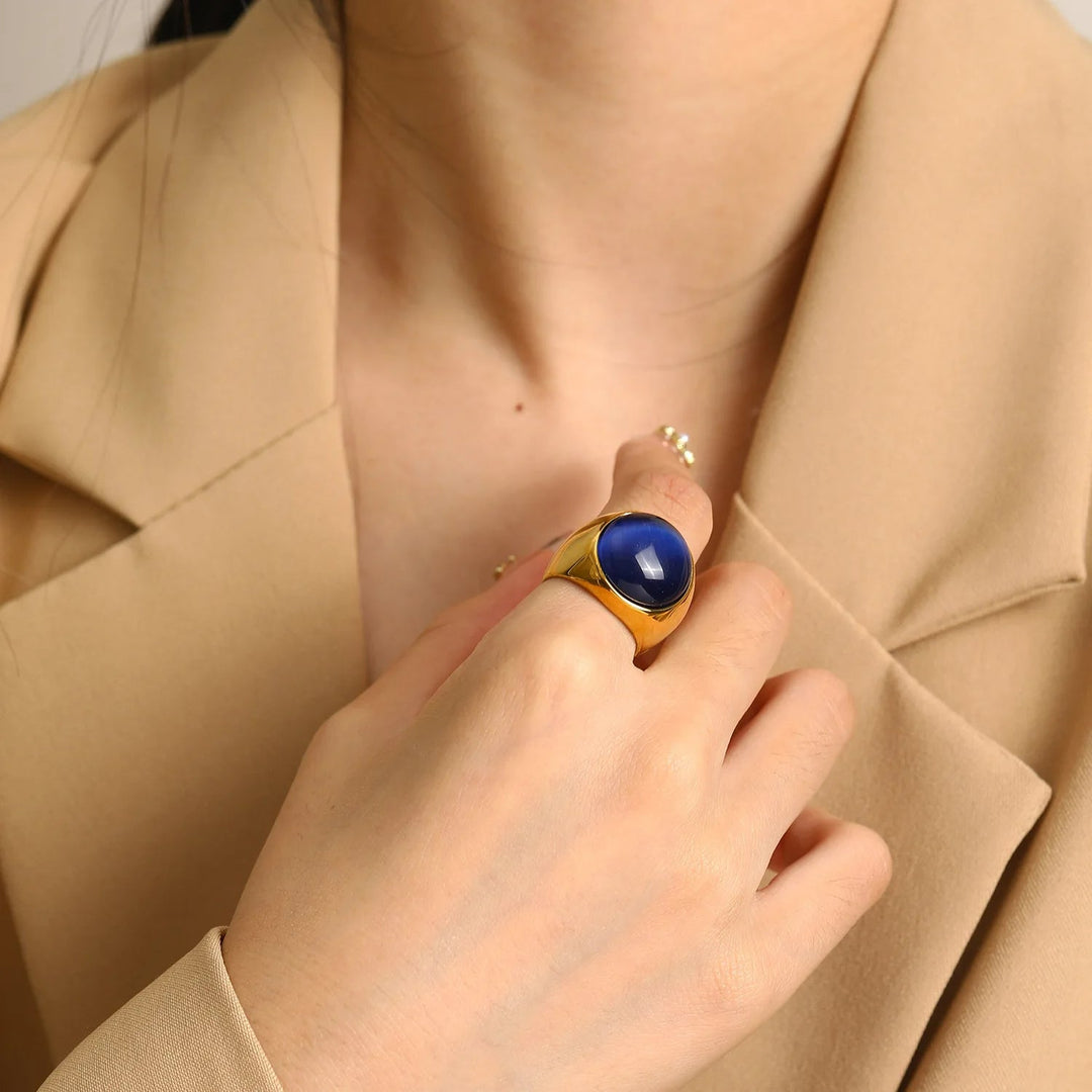 Grote Kattenoog Edelsteen Ring – Liora