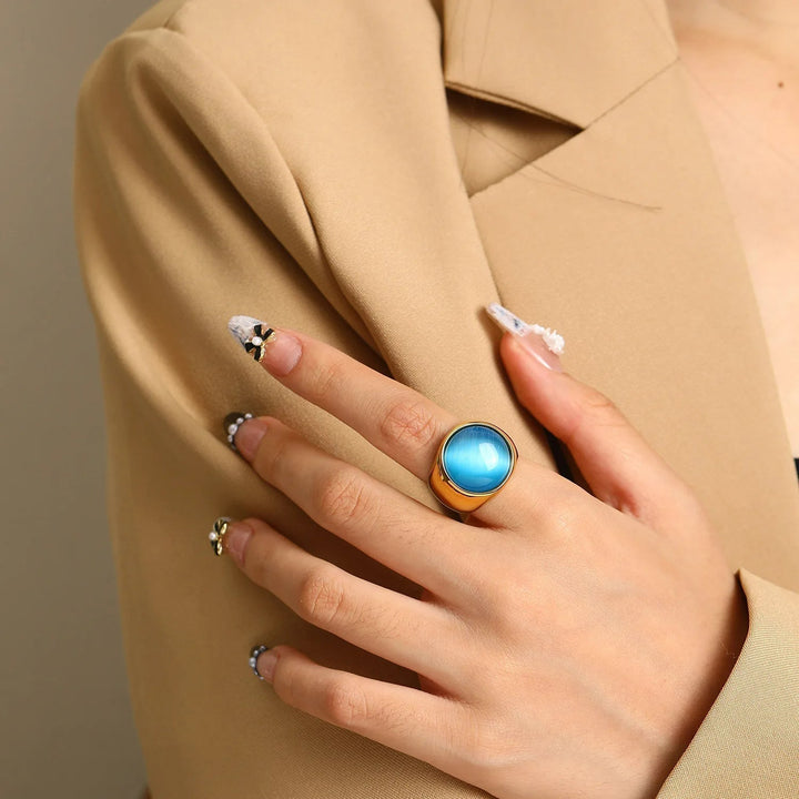 Grote Kattenoog Edelsteen Ring – Liora