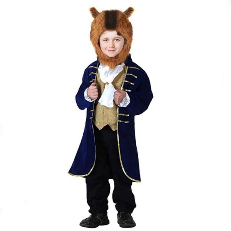 Halloween-beestkostuum voor jongens met fluwelen jas en capuchon van nepbont