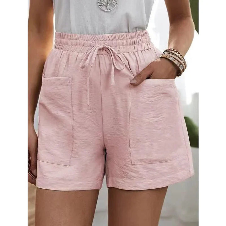 Korte dames broek Met Hoge Taille En Elastiek - Herta