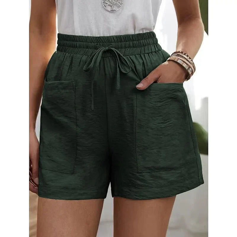 Korte dames broek Met Hoge Taille En Elastiek - Herta