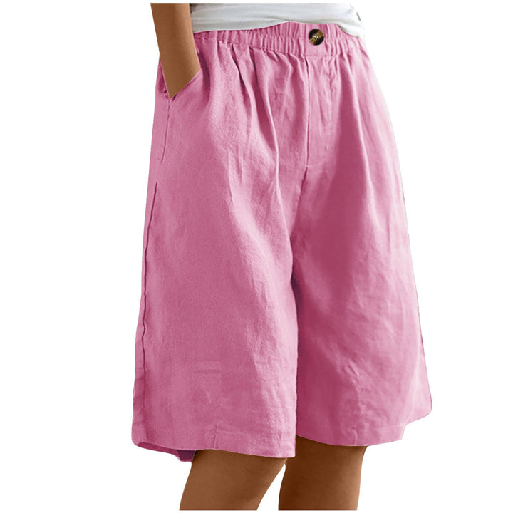 Women's Cotton And Linen Cropped Loose High Waist Shorts