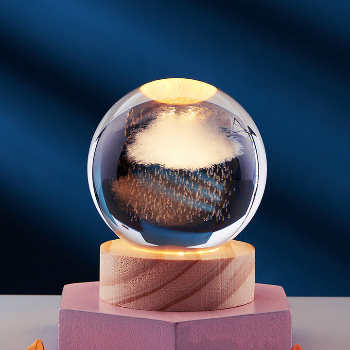 Kristallen bol met 3D-gravure, los of met lichtvoet