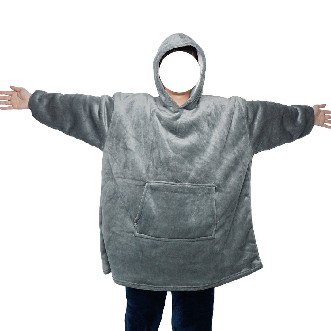 Deken hoodie van flanel met capuchon en zak – one size