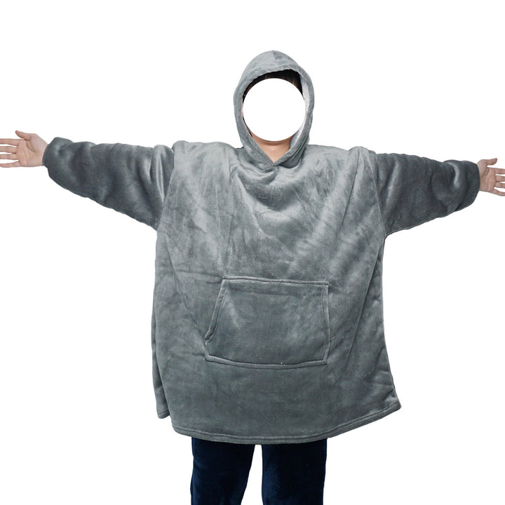 Deken hoodie van flanel met capuchon en zak – one size