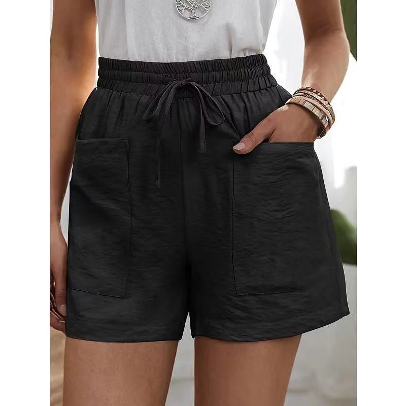 Korte dames broek Met Hoge Taille En Elastiek - Herta
