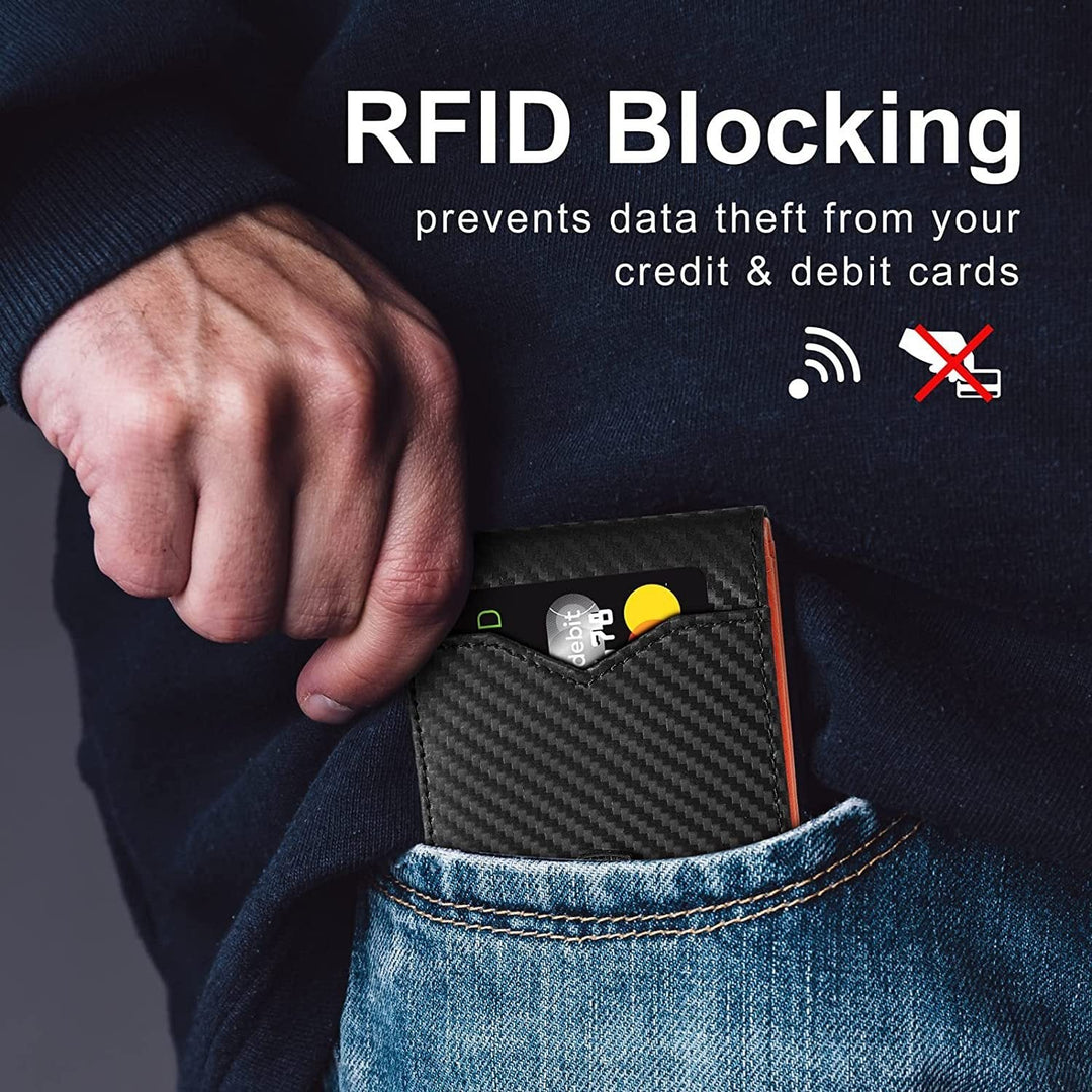 Slim RFID-portemonnee voor heren | Leren kaarthouder | Zwart