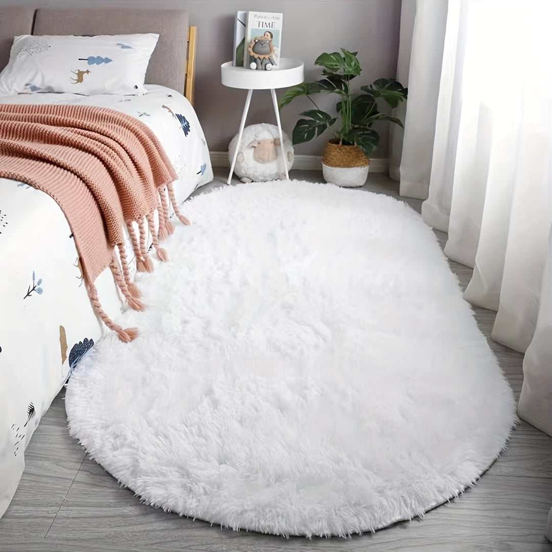 Ovale Pluche Vloerkleed – Zacht Tapijt en Stijl voor Slaapkamer- en Woonkamerdecoratie