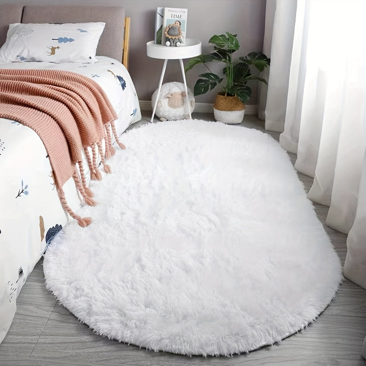 Ovale Pluche Vloerkleed – Zacht Tapijt en Stijl voor Slaapkamer- en Woonkamerdecoratie