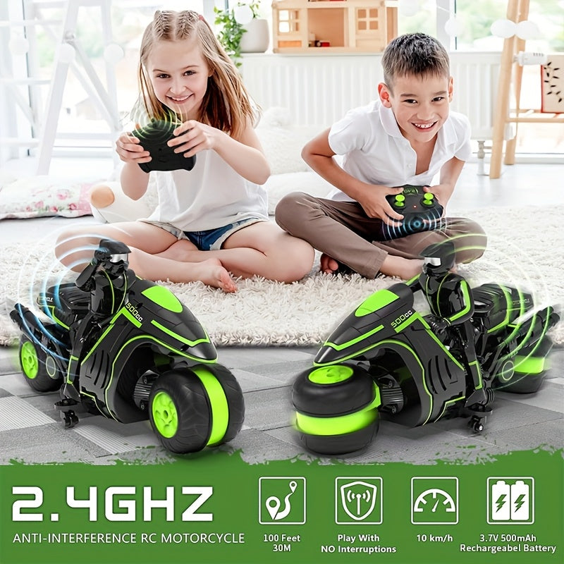 Op afstand bestuurbare stuntmotor – 360° draaiende wielen en hoge snelheid voor kinderen