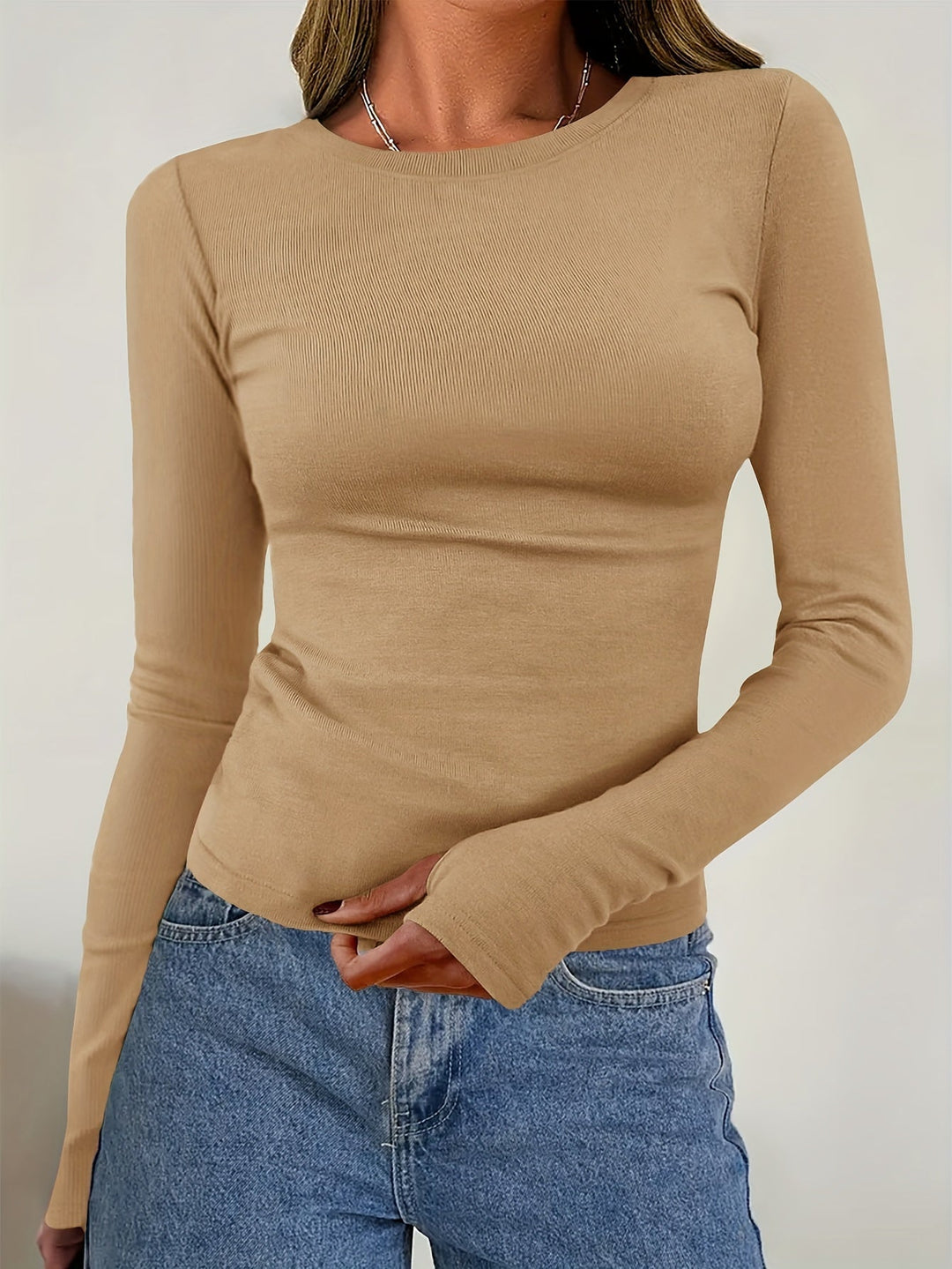 Dames Top met Lange Mouwen en Ronde Halslijn voor Herfst & Winter – Vivienne