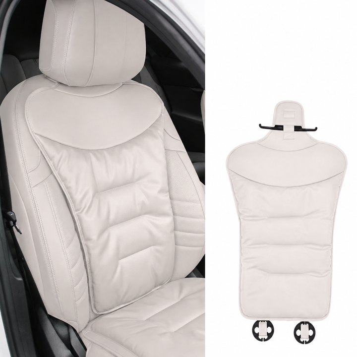 Autostoelkussen met lendensteun ergonomisch voor in de auto met rugsteun en gevoerd kunstleer