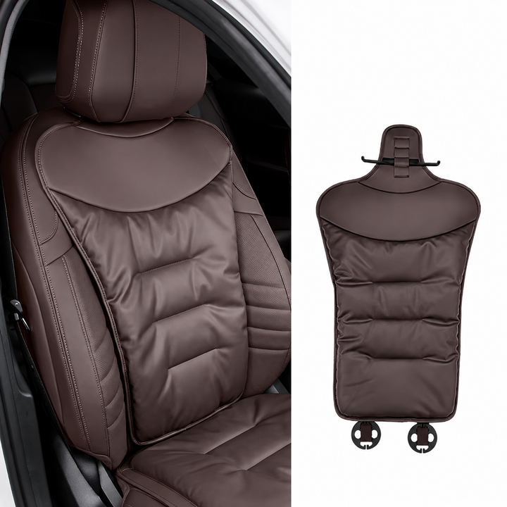 Autostoelkussen met lendensteun ergonomisch voor in de auto met rugsteun en gevoerd kunstleer