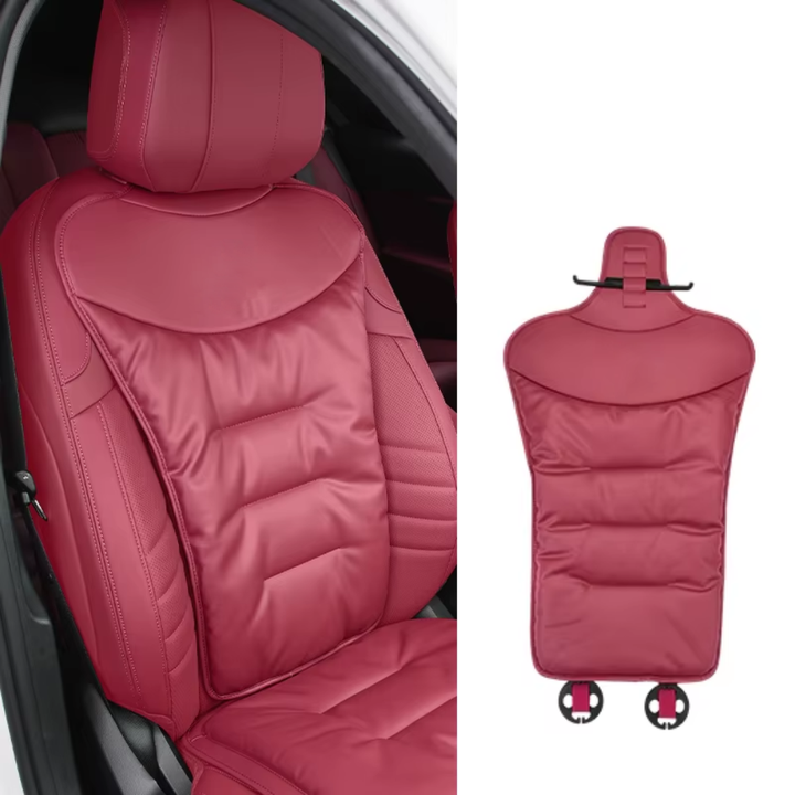 Autostoelkussen met lendensteun ergonomisch voor in de auto met rugsteun en gevoerd kunstleer