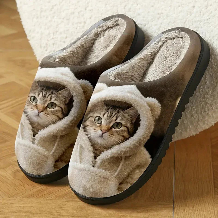 Gezellige instappantoffels met 3D-kattengezicht