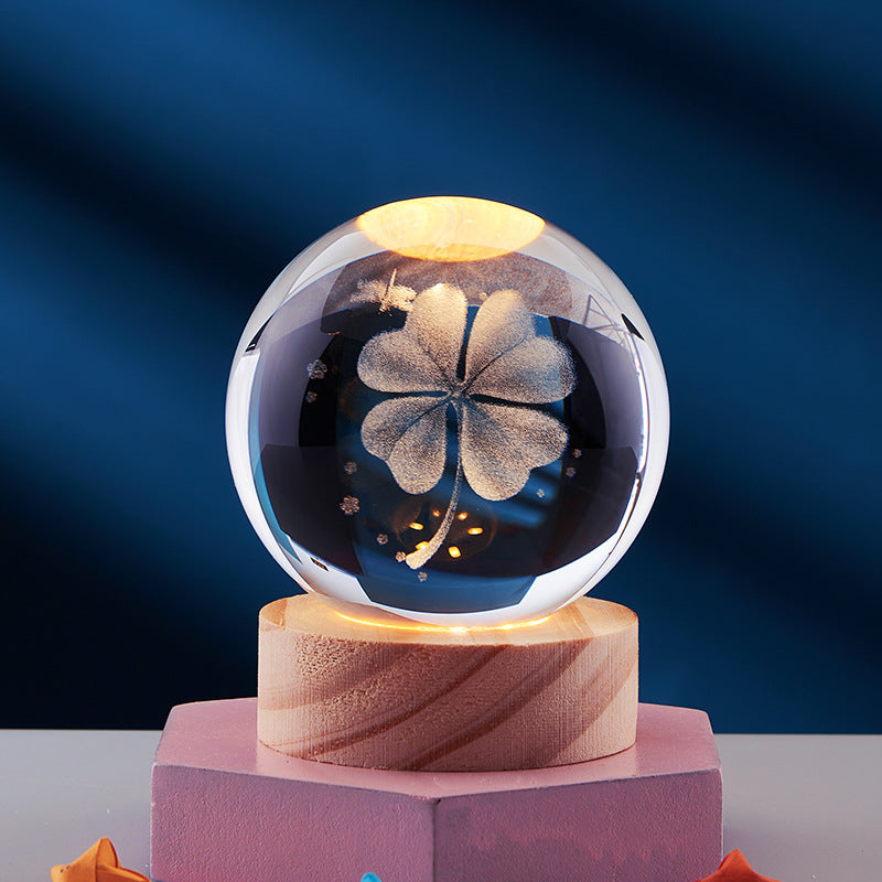 Kristallen bol met 3D-gravure, los of met lichtvoet