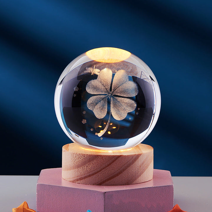 Kristallen bol met 3D-gravure, los of met lichtvoet