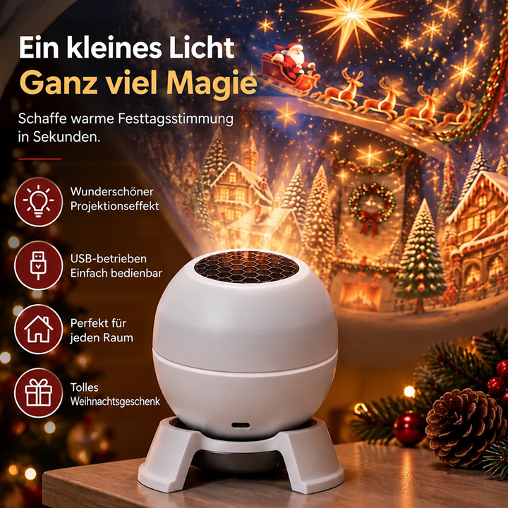 Kerstprojectie-nachtlampje voor muren en plafonds, feestelijke kamerdecoratie